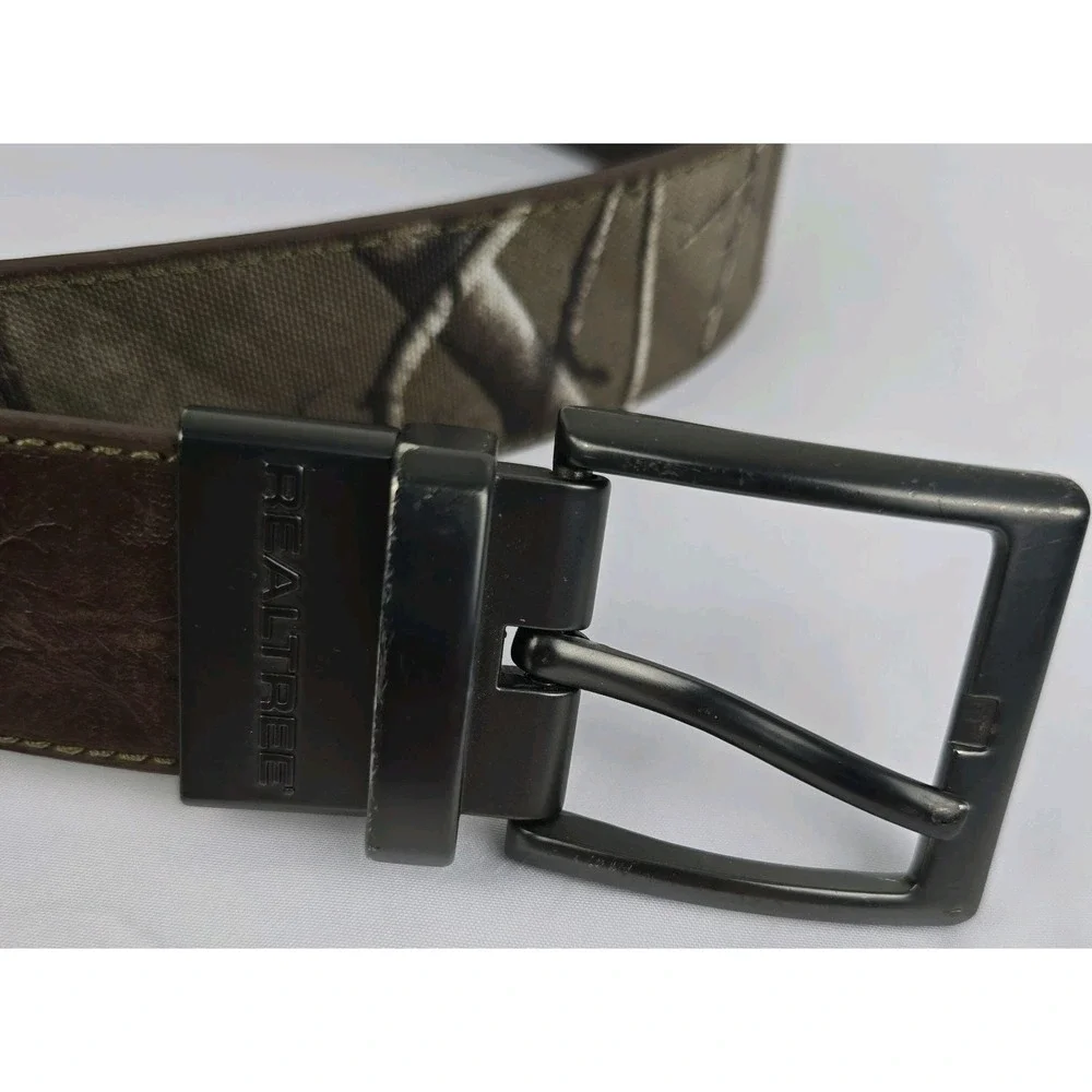 Realtree Reversible Belt Mens Lg 38-40 Brown Camo Xtra Swivel Buckle 95123W/981